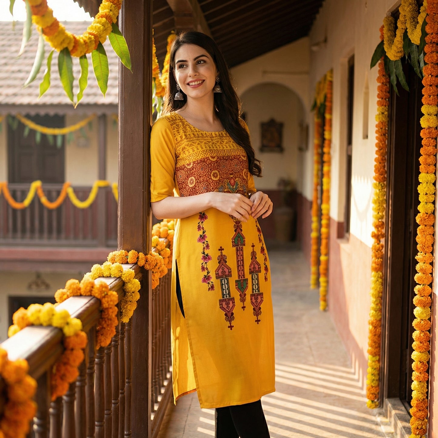 🌸 Women's Digital Printed Straight Kurti – Pack of 5 | Ethnic Wear Combo