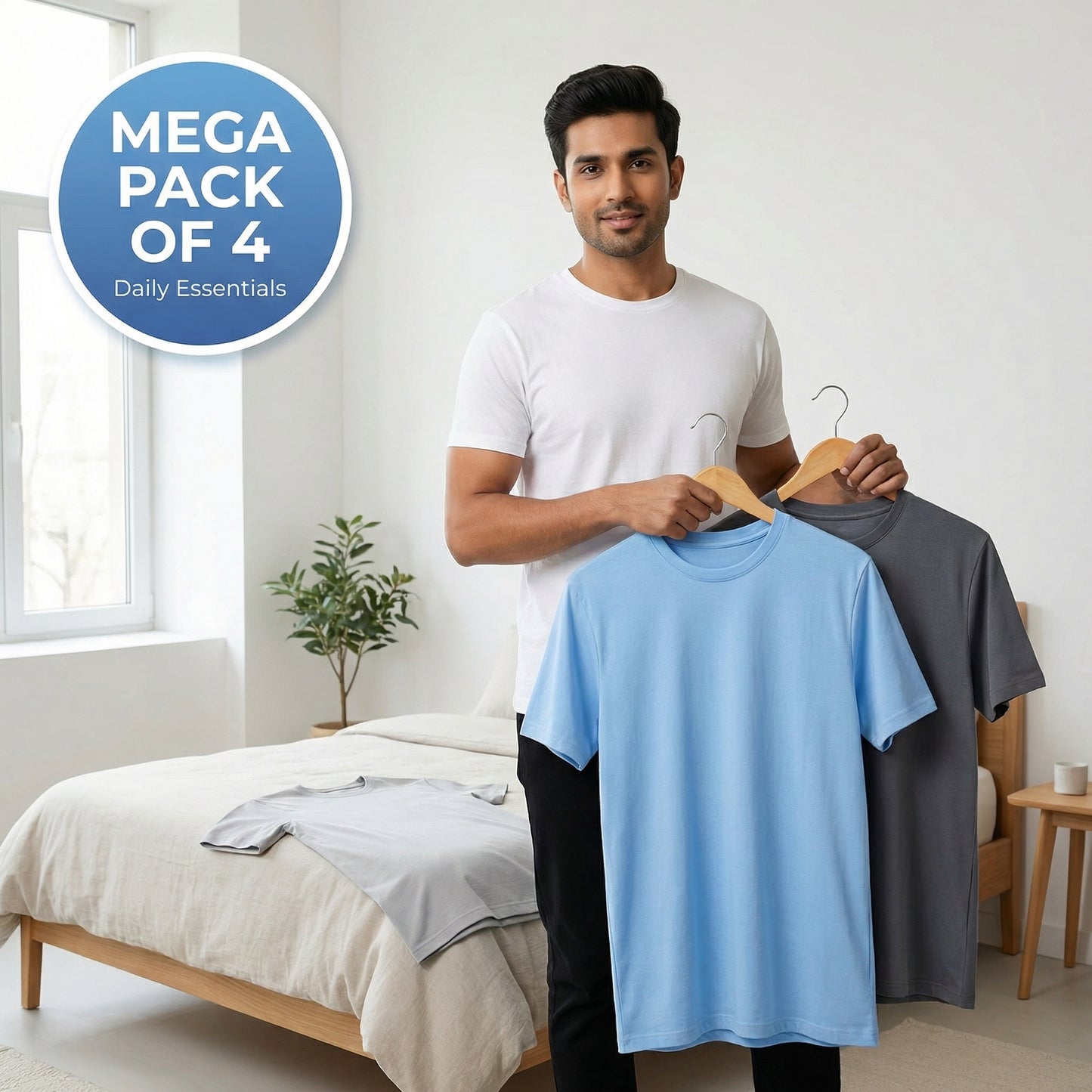 👕 The Daily Essential: Pack of 4 Men's Premium Solid Round Neck Tees 👕
