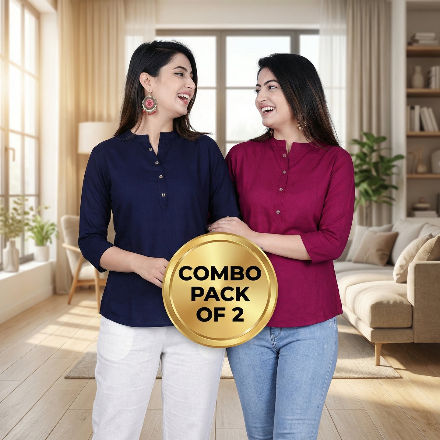 👚 Women's Solid Rayon Tunic Tops – Set of 2 | Soft, Comfortable & Everyday Wear