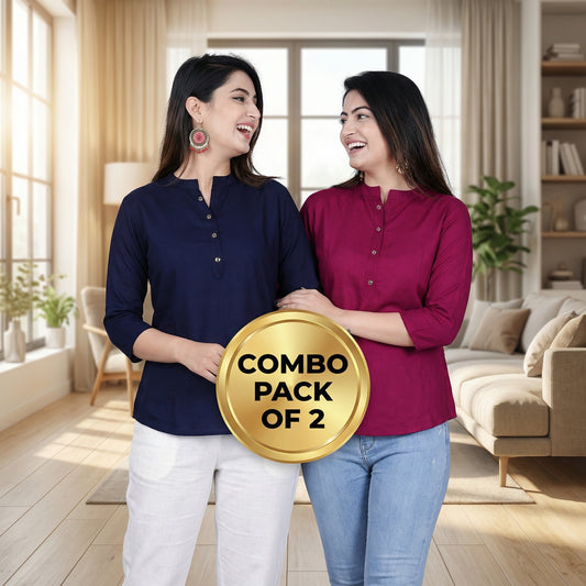 👚 Women's Solid Rayon Tunic Tops – Set of 2 | Soft, Comfortable & Everyday Wear