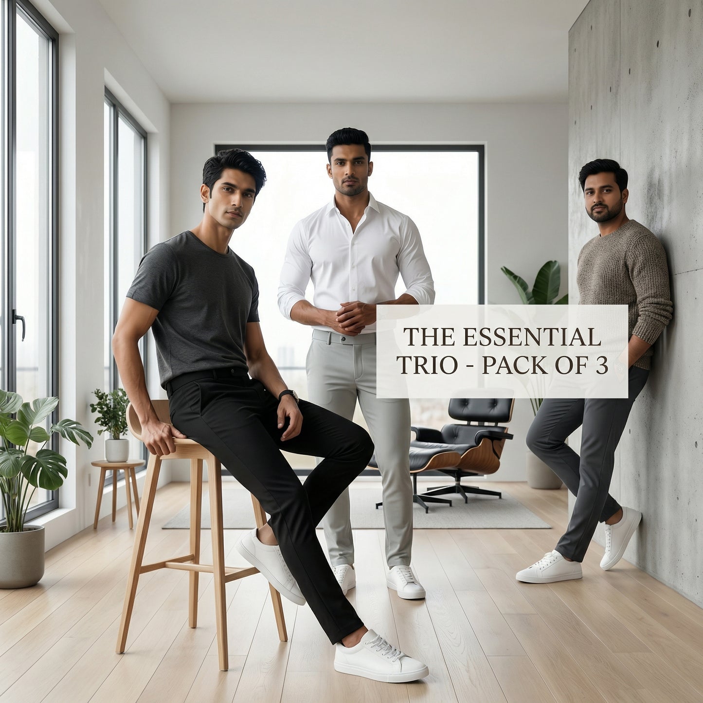 👔 The Power Move: Combo Pack of 3 Men's Stretchable Formal Trousers 👔