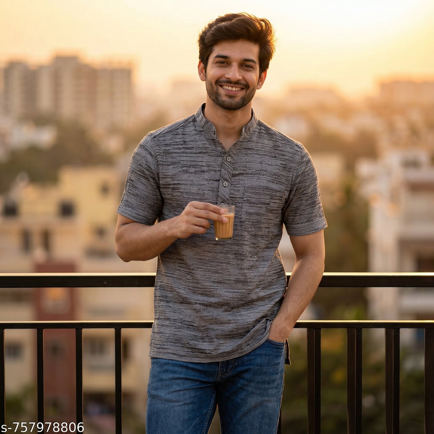 🌿 Modern Heritage: Pack of 2 Men's Premium Textured Short Kurtas 🌿