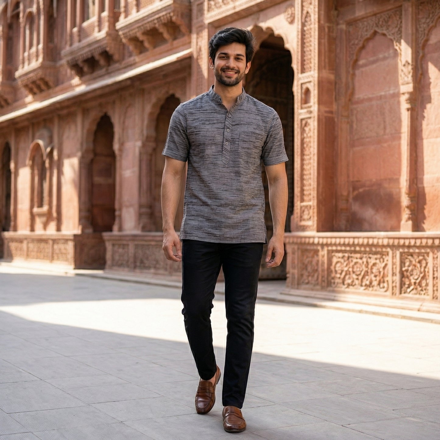 🌿 Modern Heritage: Pack of 2 Men's Premium Textured Short Kurtas 🌿