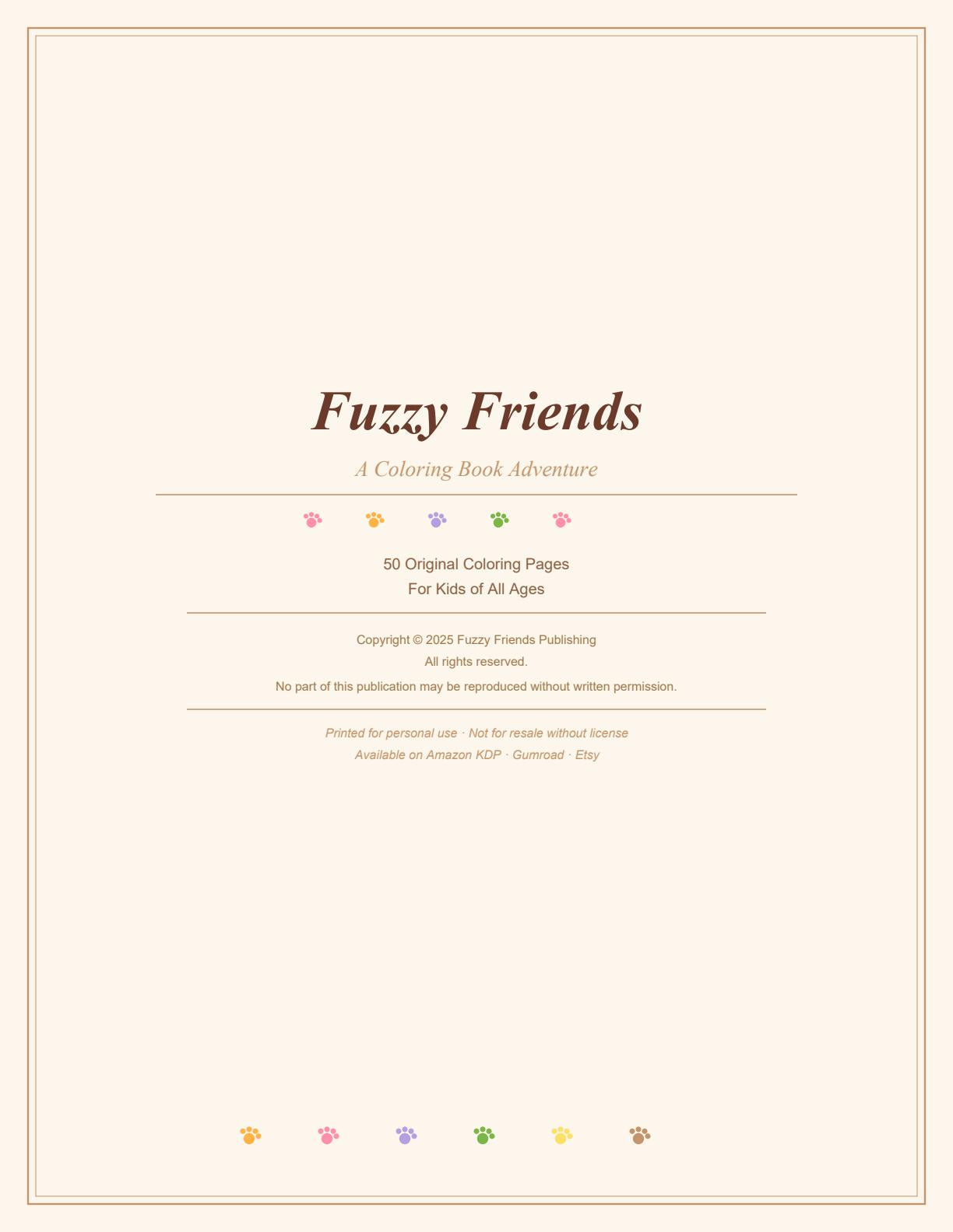 Fuzzy Friends — A Coloring Book Adventure (Digital Download) 🎨🐾